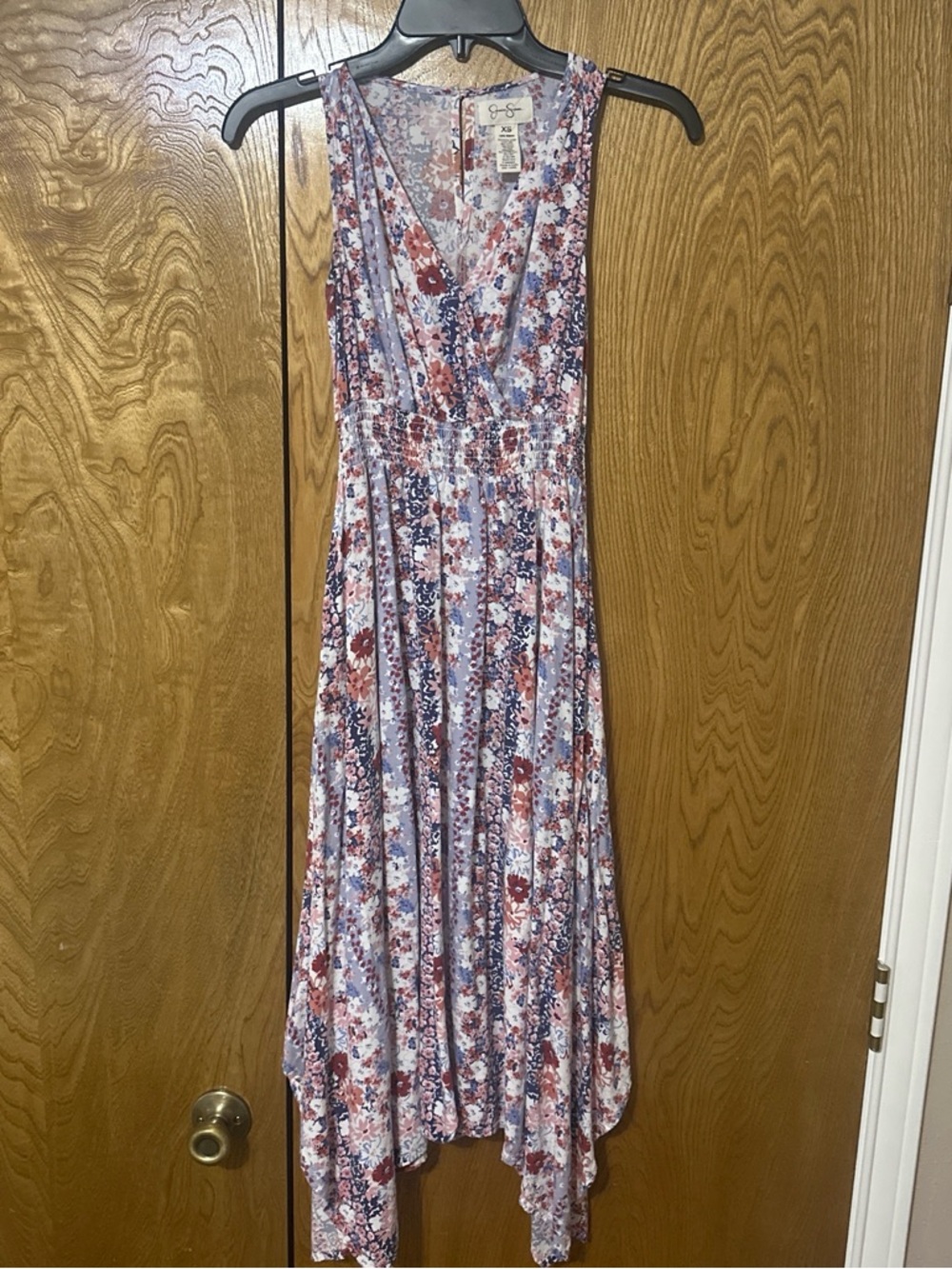 Jessica Simpson Lavender and Rust Floral Asymmetrical Maxi Dress